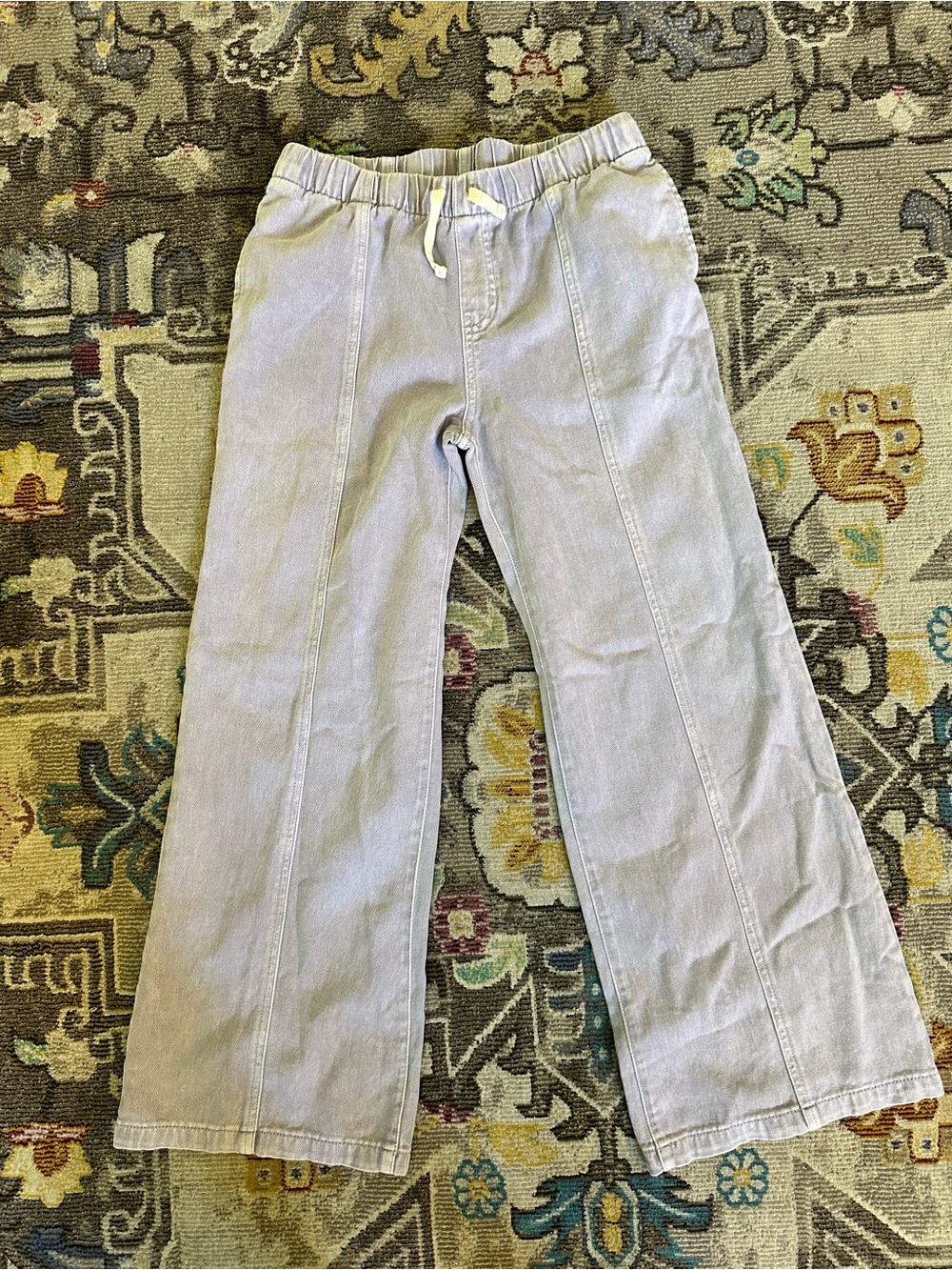 Cat & Jack Girls Mid Rise Pull On Wide Leg Denim Pants Lilac Purple 14